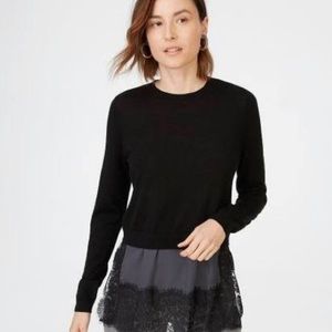 Club Monaco Yahira Wool Sweater w/ Lace Size M